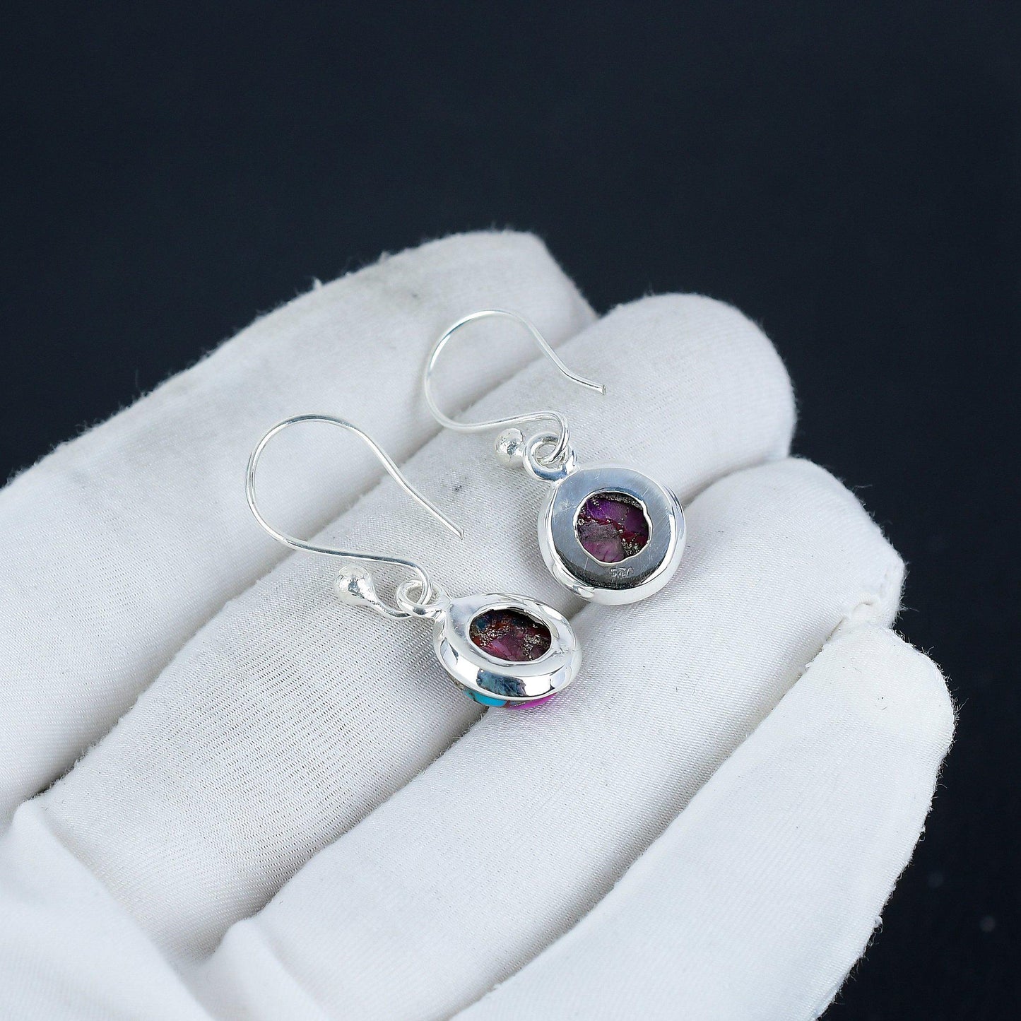 Pink Turquoise Gemstone Earrings