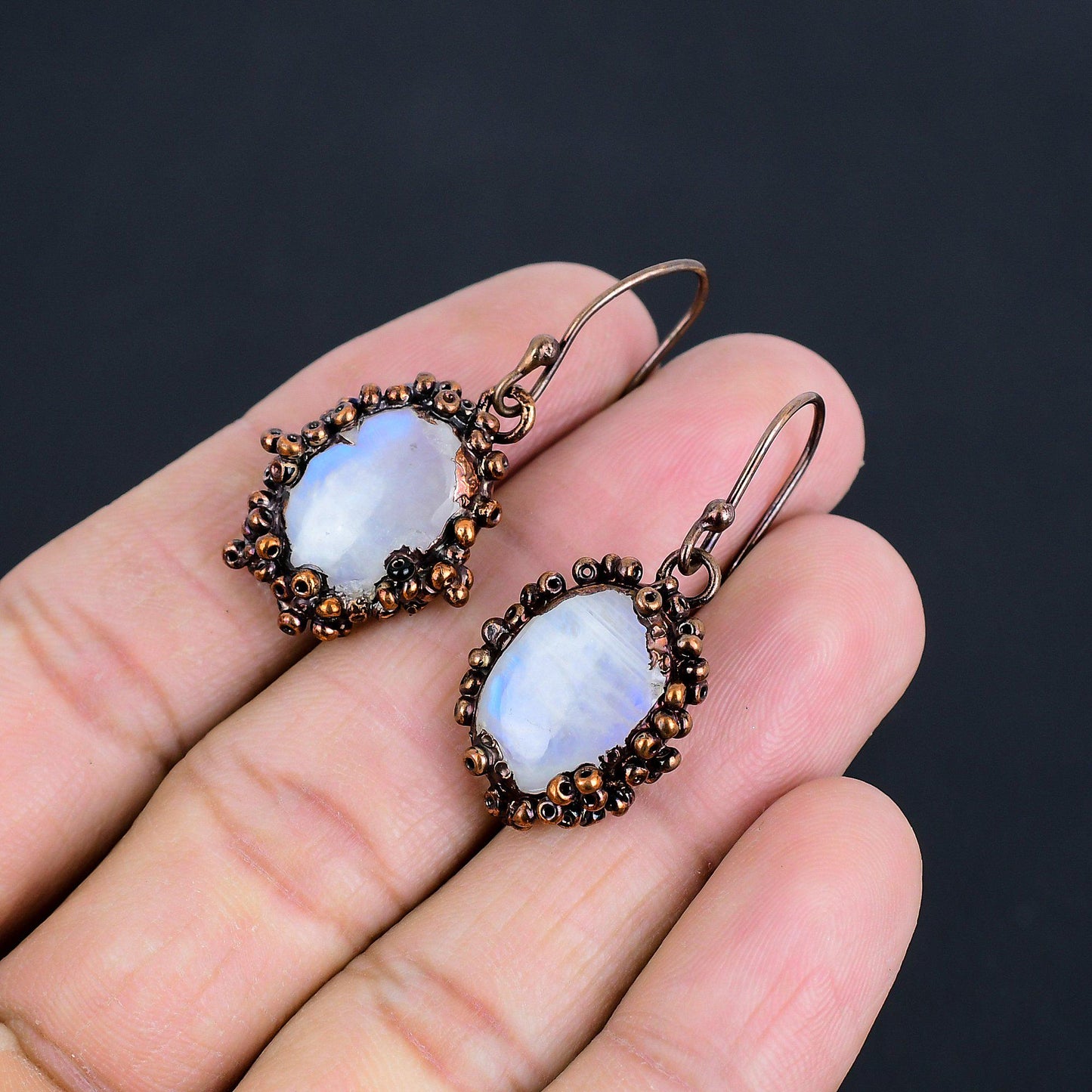 Rainbow Moonstone Gemstone Earrings
