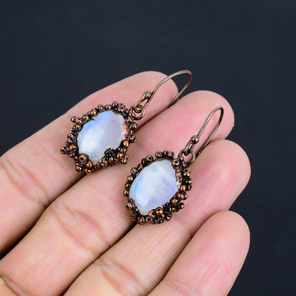 Rainbow Moonstone Gemstone Earrings