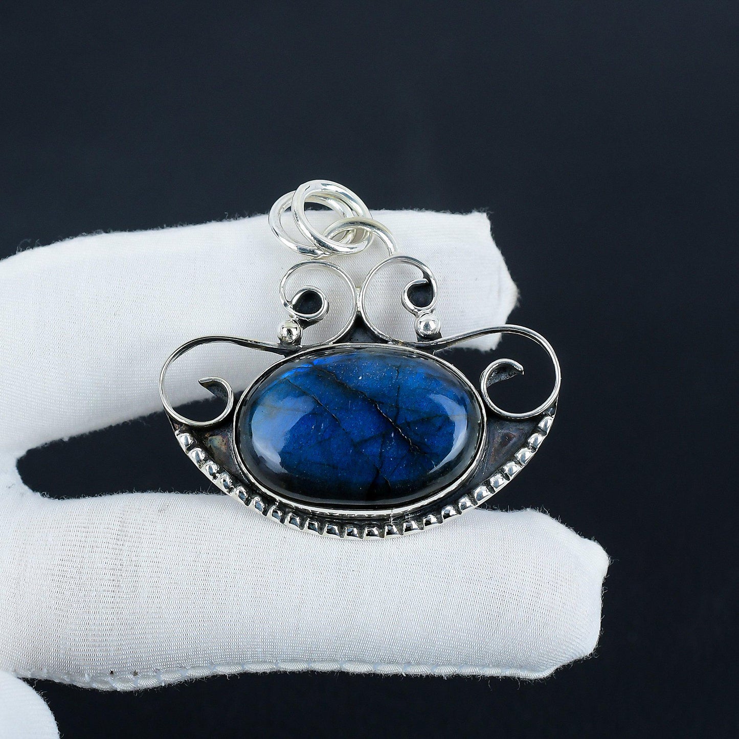 Blue Labradorite Sterling Silver Pendant