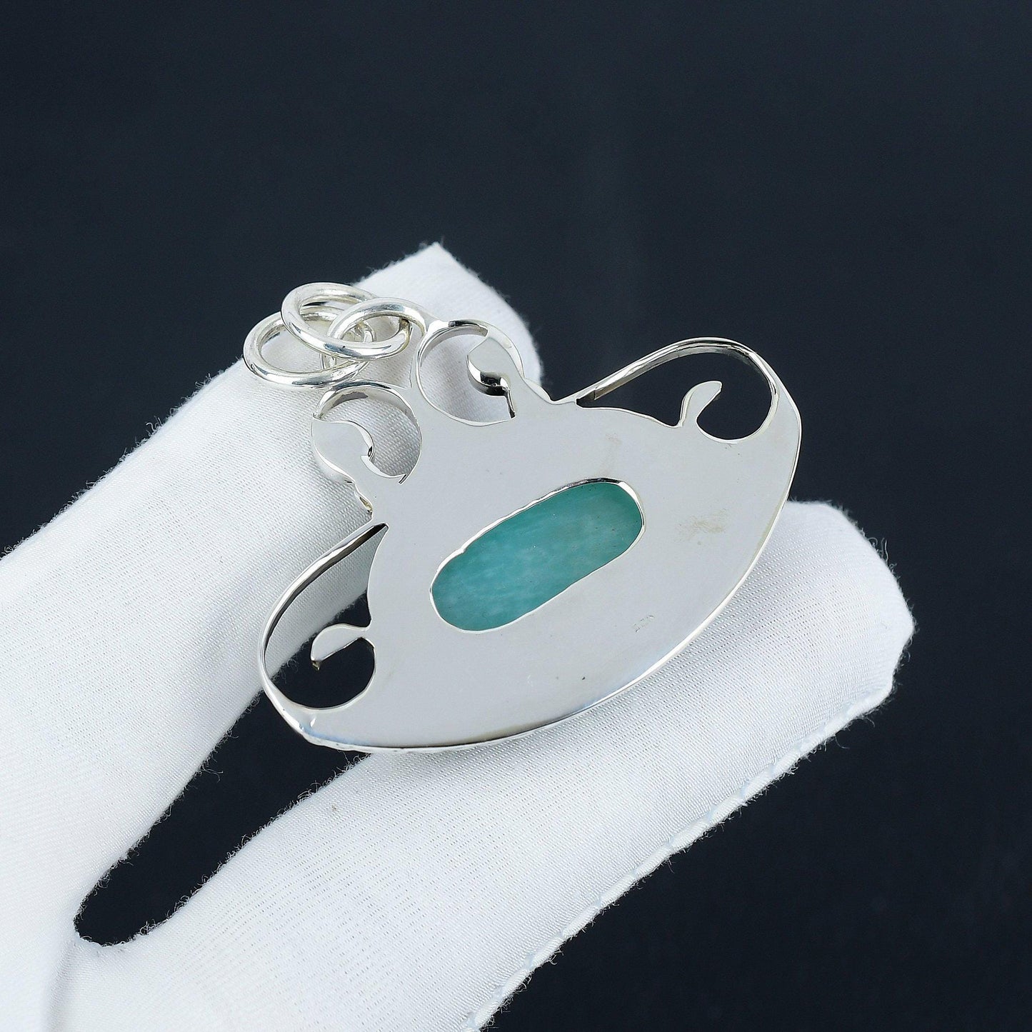 Blue Amazonite Sterling Silver Pendant