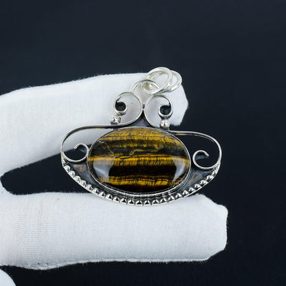 Brown Tiger Eye Silver Pendant