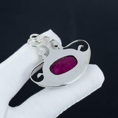 Kashmir Red Ruby Silver Pendant