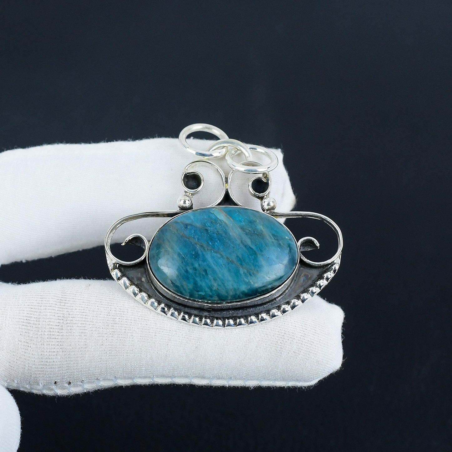 Blue Apatite Sterling Silver Pendant
