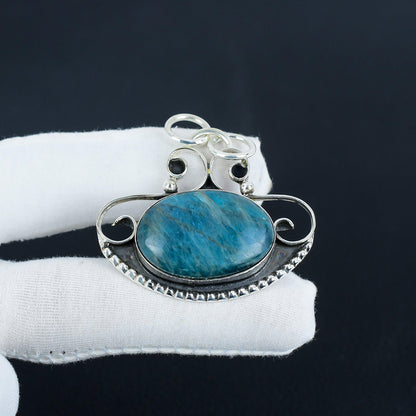Blue Apatite Sterling Silver Pendant