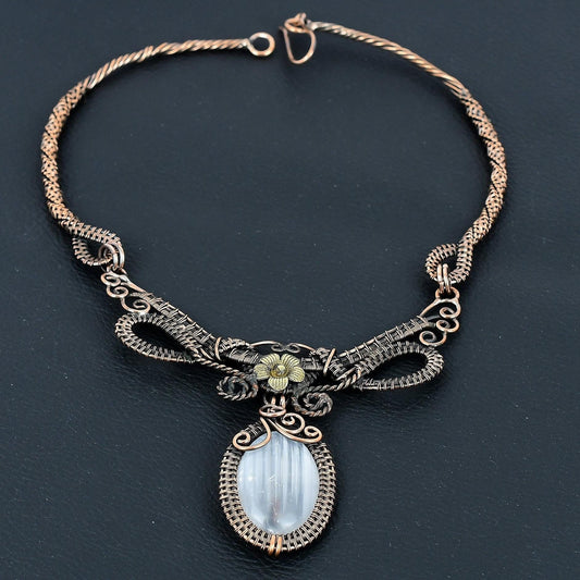 White Selenite Gemstone Necklace