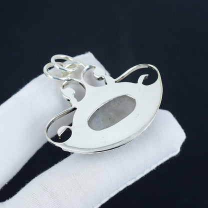 Rainbow Moonstone Silver Pendant