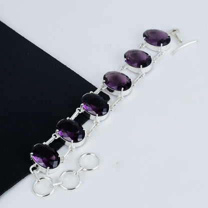 Purple Amethyst Sterling Silver Bracelet
