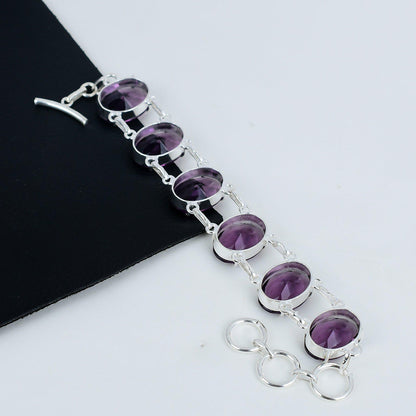 Purple Amethyst Sterling Silver Bracelet