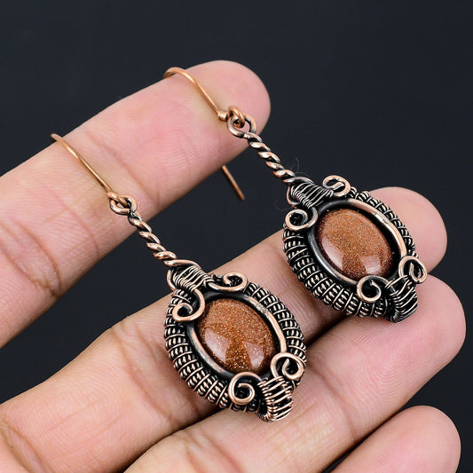 Orange Sunstone Gemstone Earrings