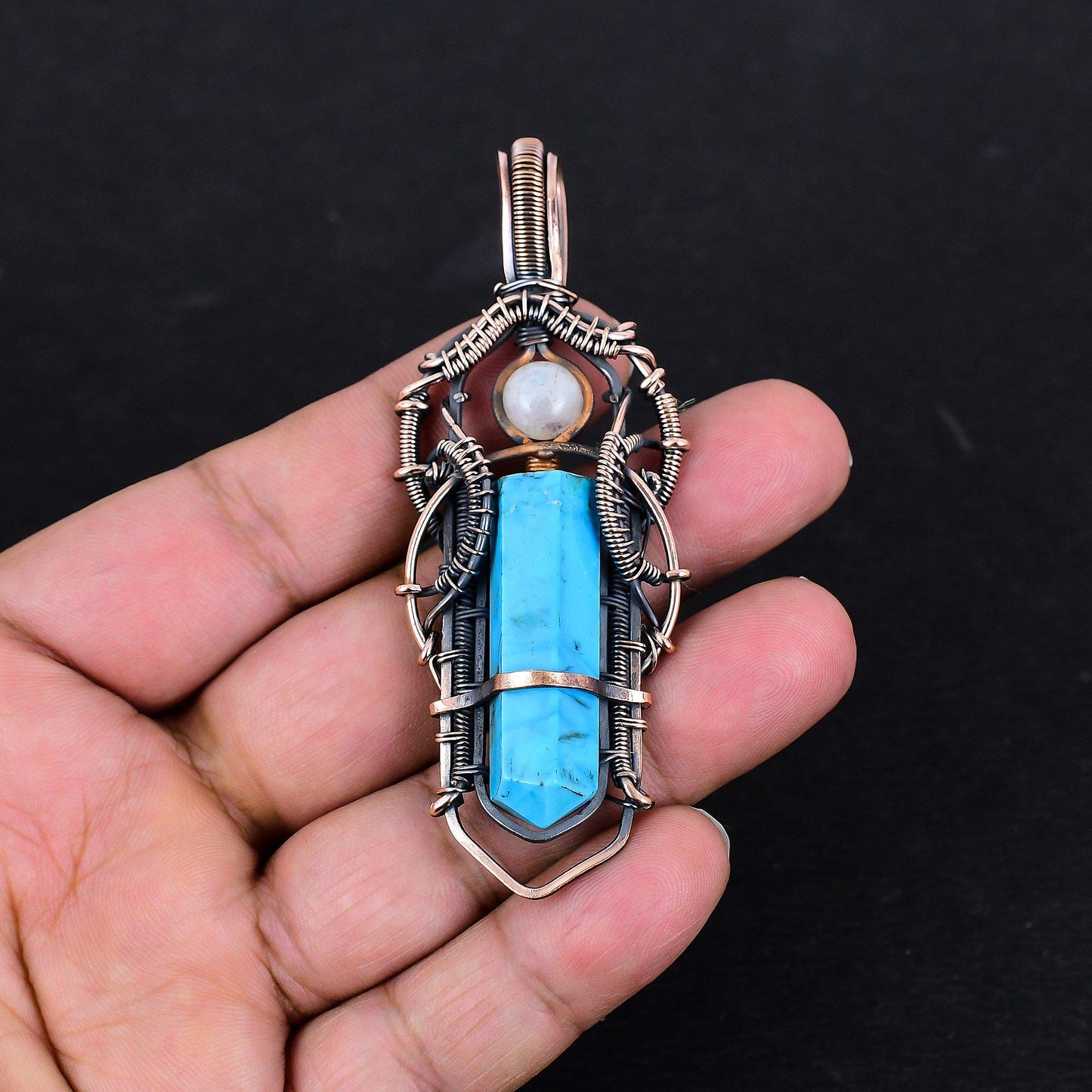 Turquoise Moonstone Gemstone Pendant