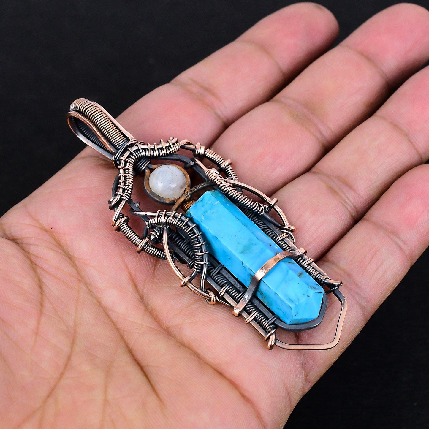 Turquoise Moonstone Gemstone Pendant
