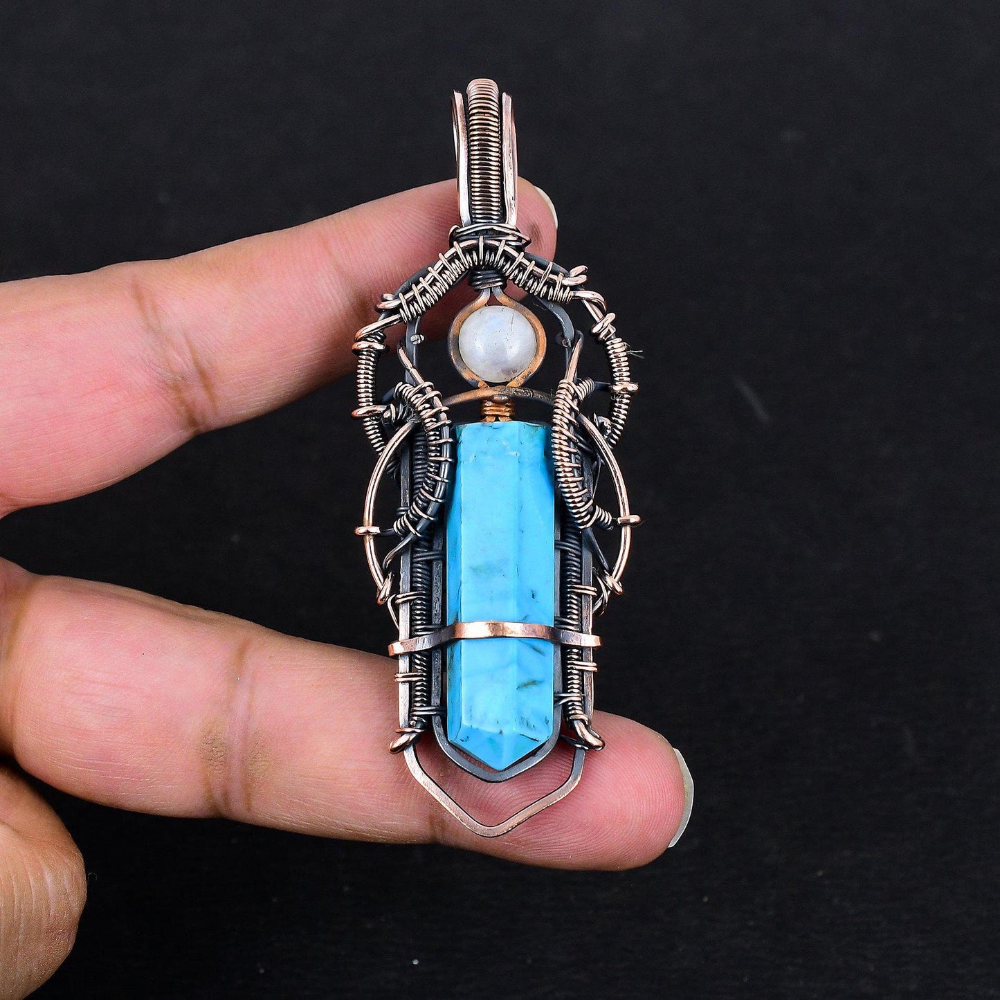Turquoise Moonstone Gemstone Pendant