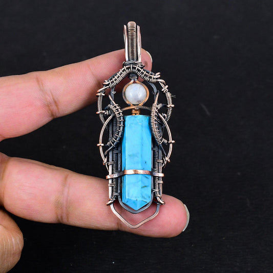 Turquoise Moonstone Gemstone Pendant