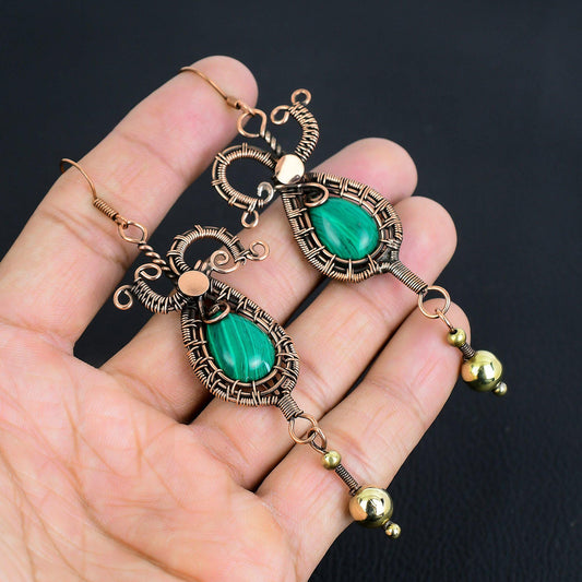 Green Malachite Gemstone Earrings