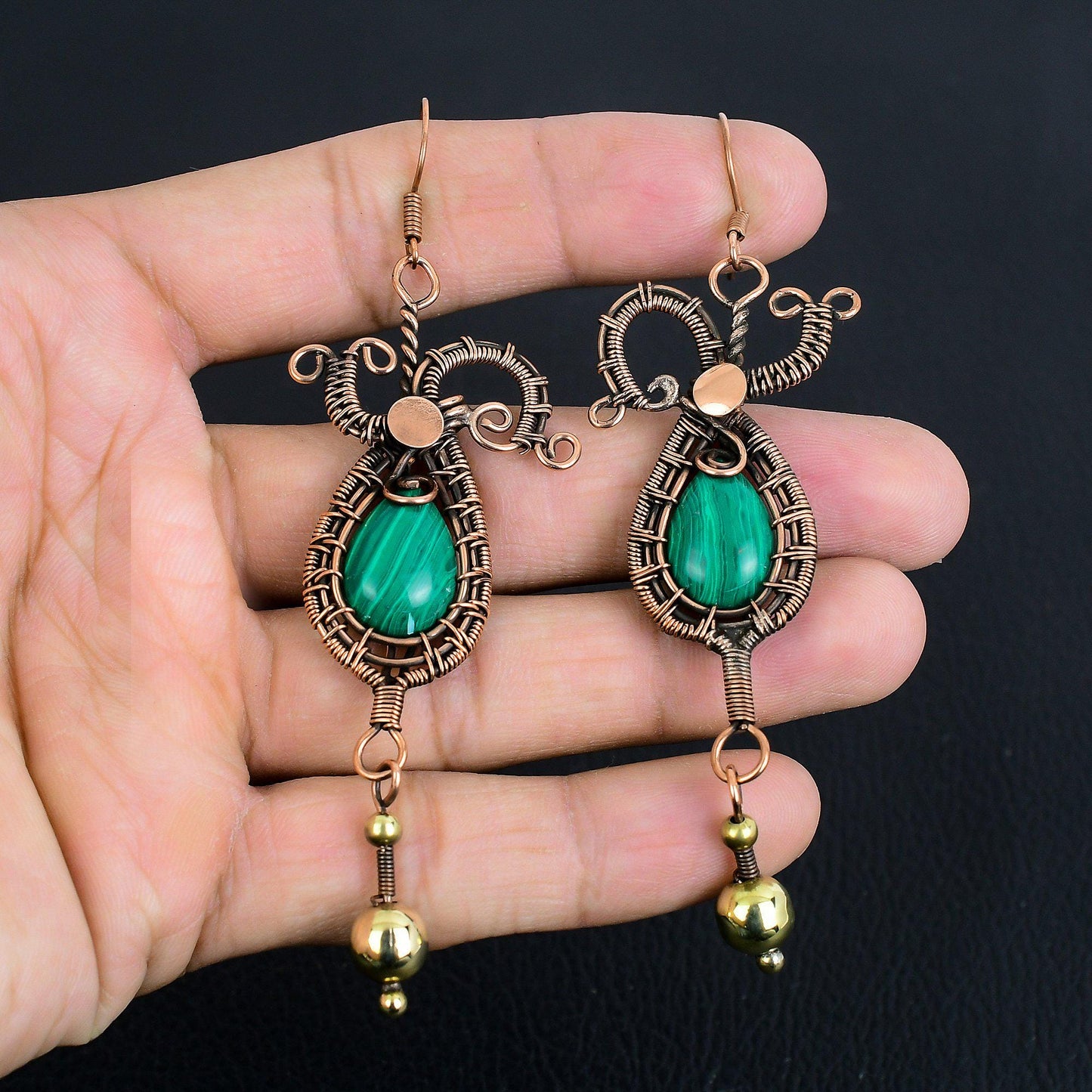 Green Malachite Gemstone Earrings