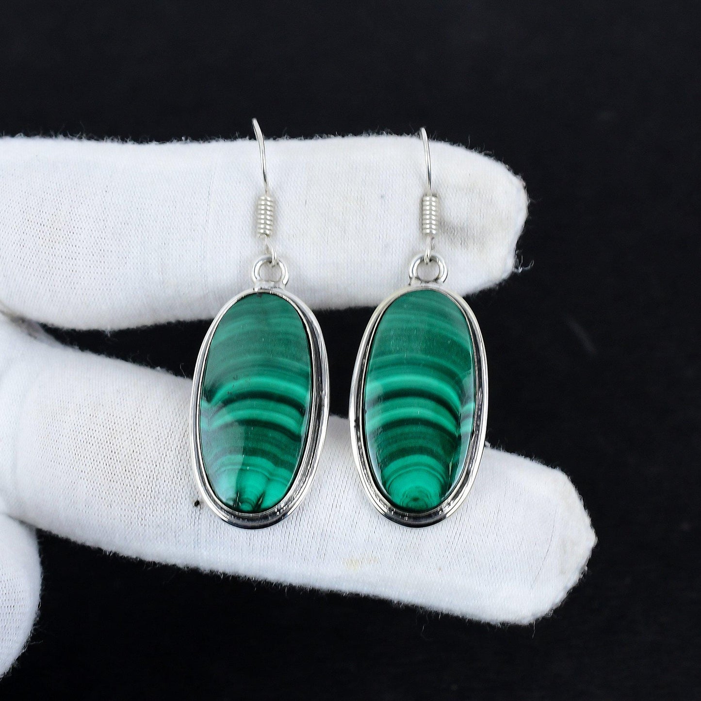 Green Malachite Gemstone Earrings