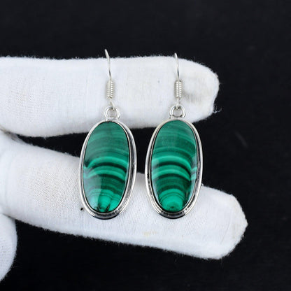 Green Malachite Gemstone Earrings