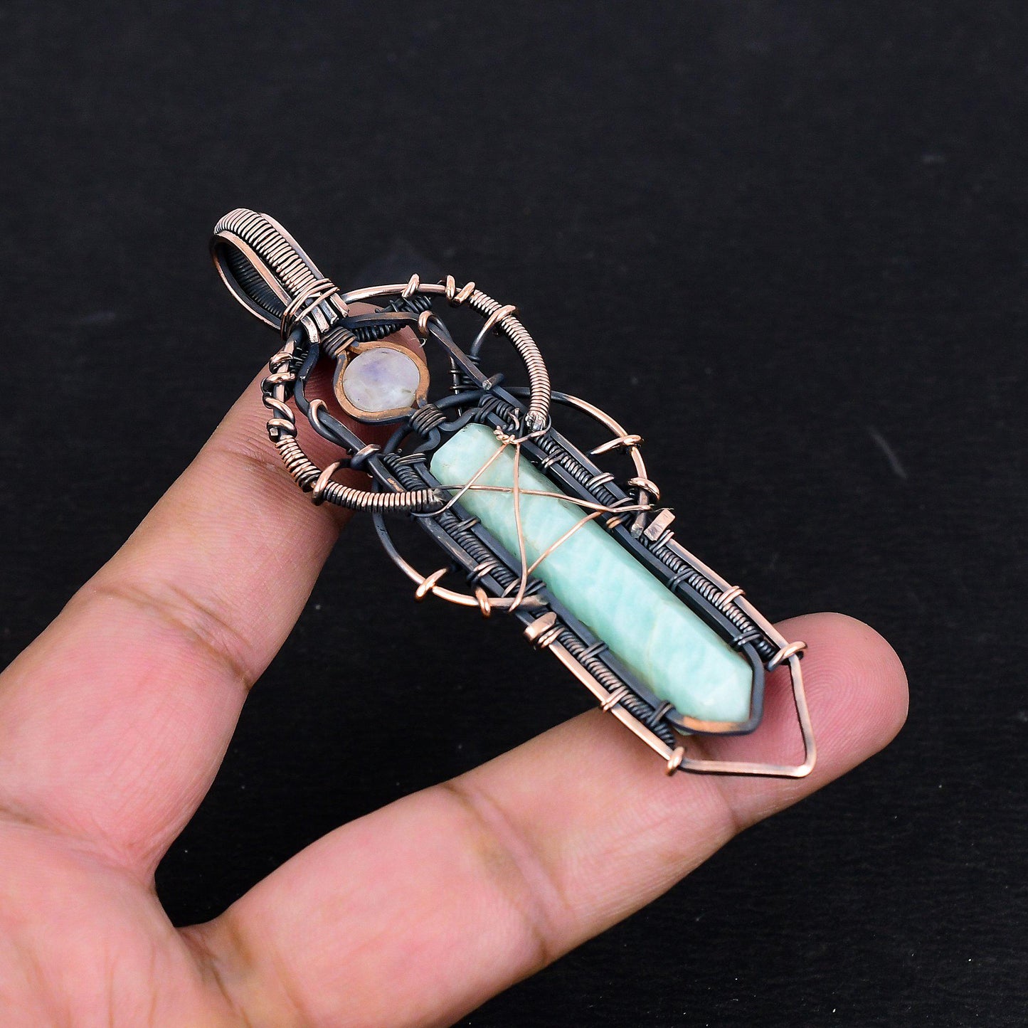 Aqua Green Amazonite Gemstone Pendant