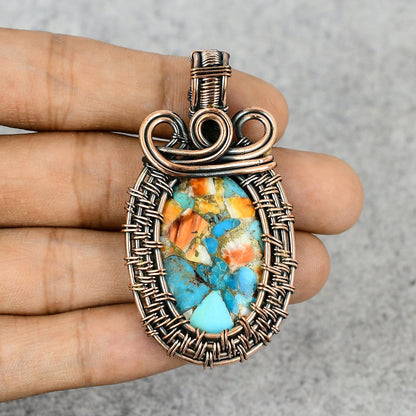 Orange Spiny Oyster Gemstone Pendant