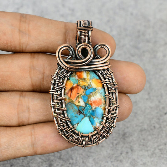 Orange Spiny Oyster Gemstone Pendant