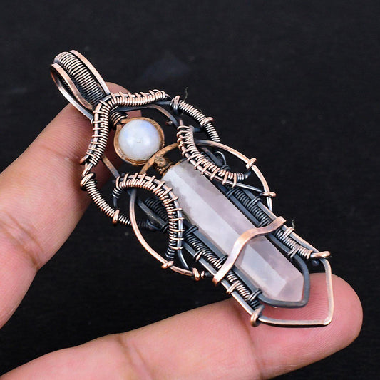 Pink Rose Quartz Gemstone Pendant