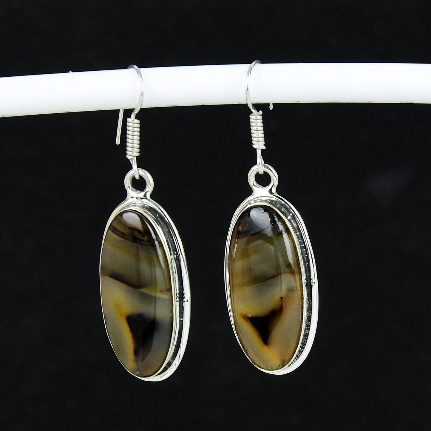 Brown Montana Agate Gemstone Earrings