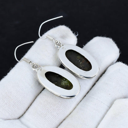 Green Chrome Chalcedony Gemstone Earrings