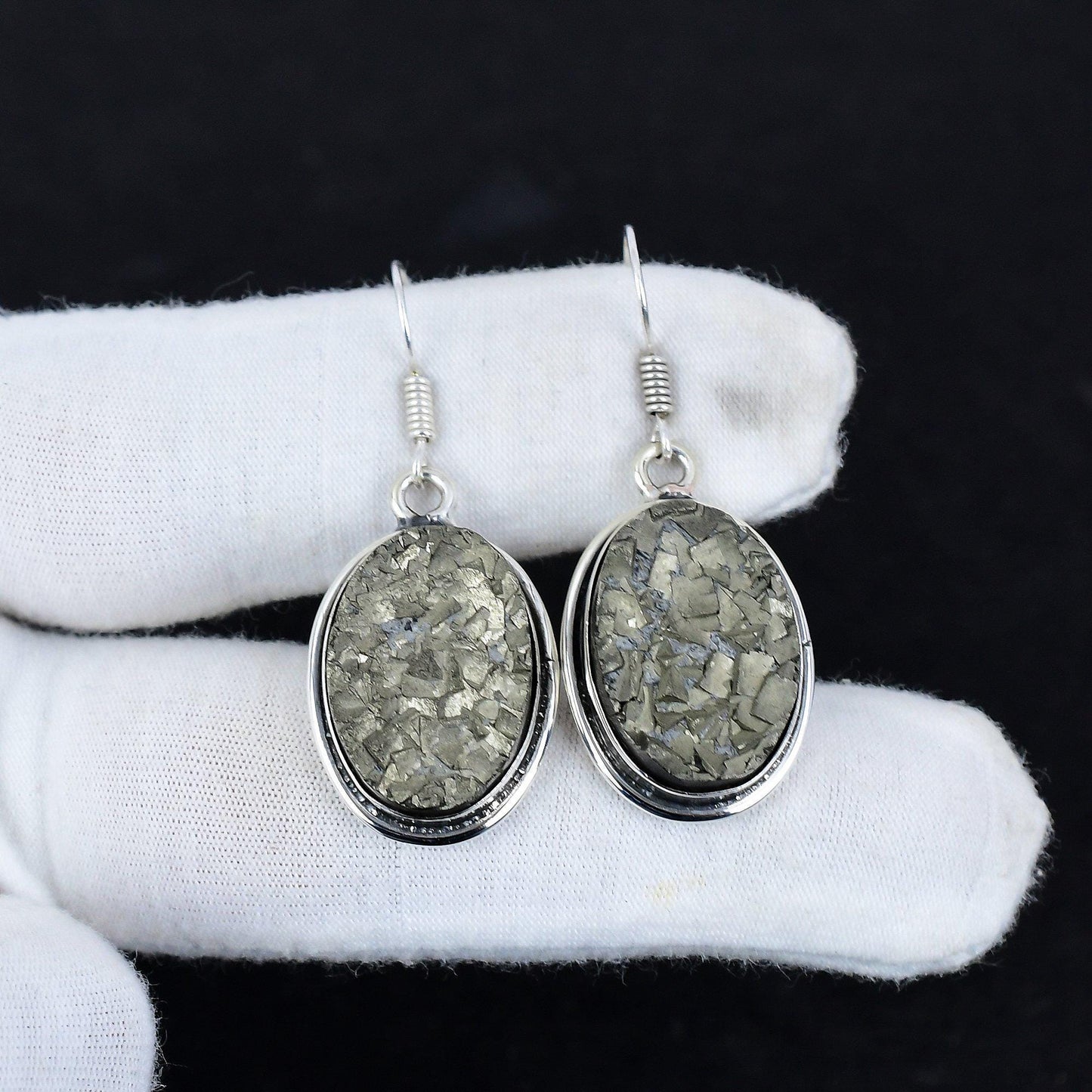 Gold Pyrite Druzy Gemstone Earrings