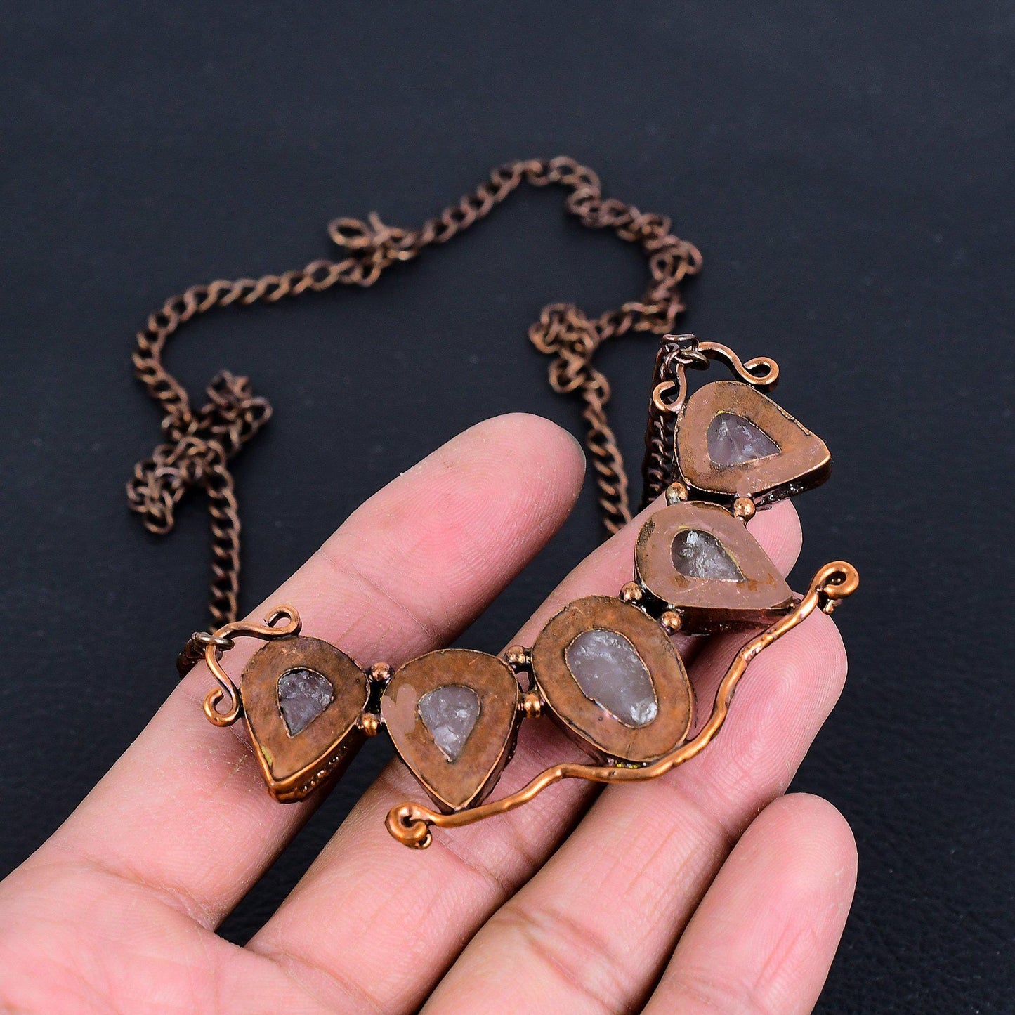 Pink Rose Quartz Gemstone Necklace