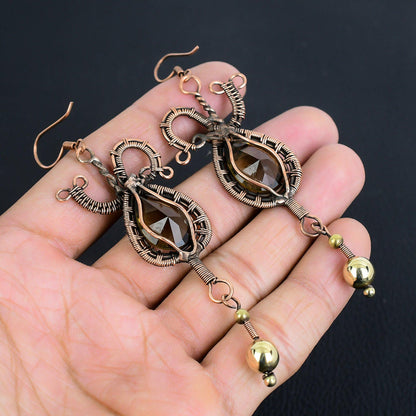 Brown Smoky Topaz Gemstone Earrings