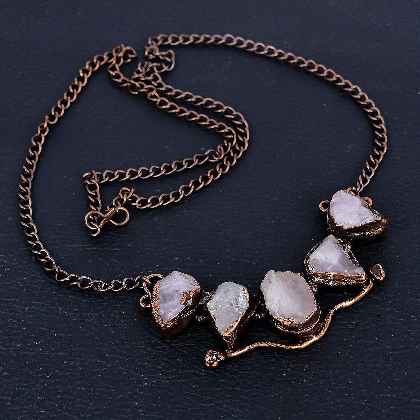 Pink Rose Quartz Gemstone Necklace