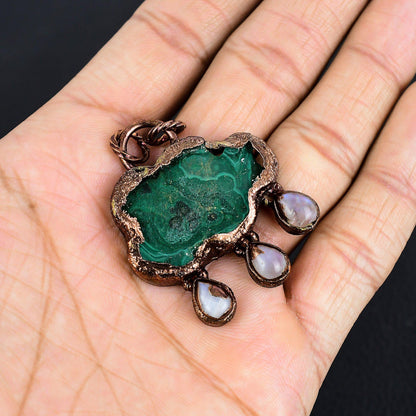 Green Malachite Moonstone Gemstone Pendant