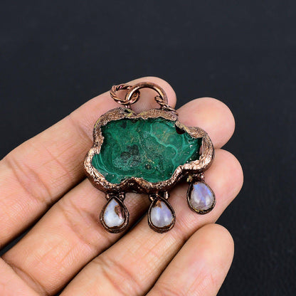 Green Malachite Moonstone Gemstone Pendant