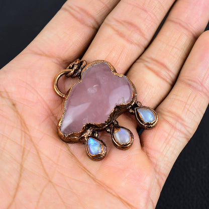 Rose Quartz Gemstone Cloud Pendant Necklace