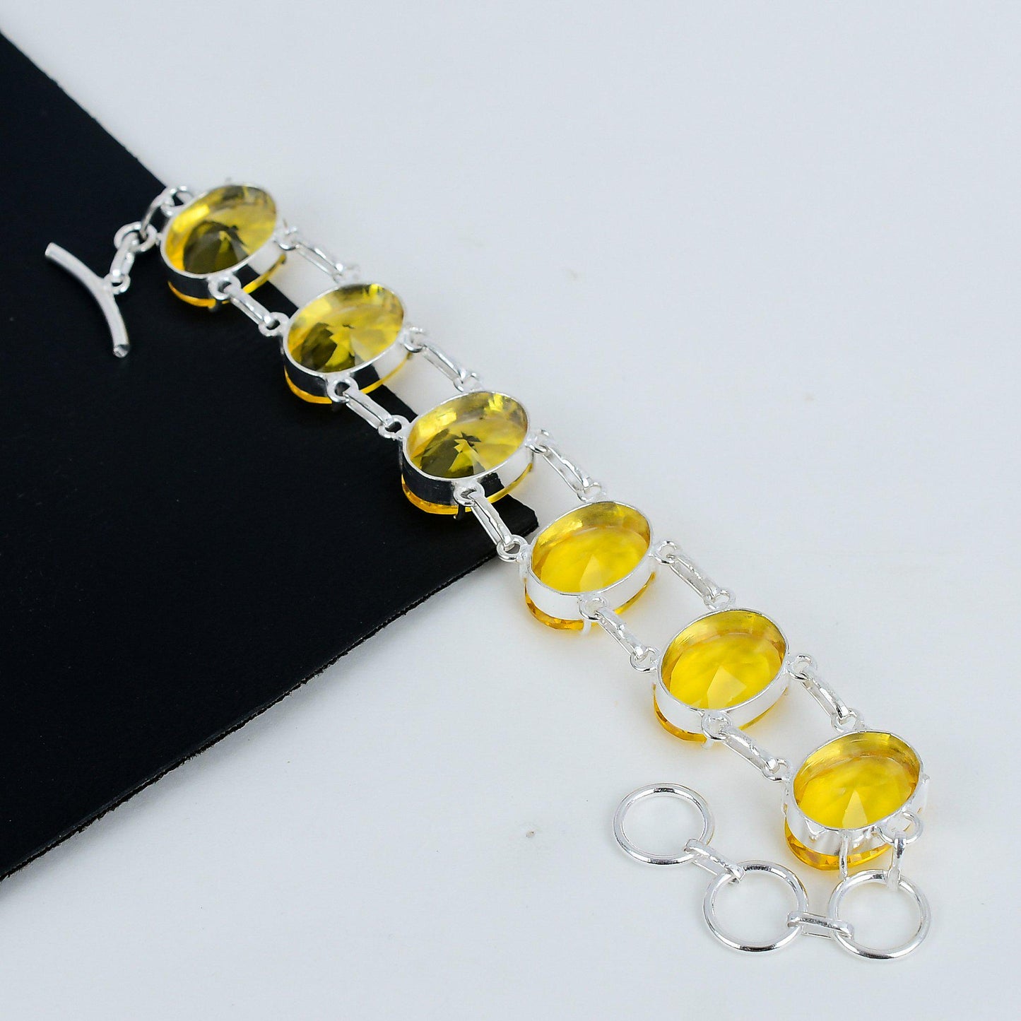 Yellow Citrine Sterling Silver Bracelet