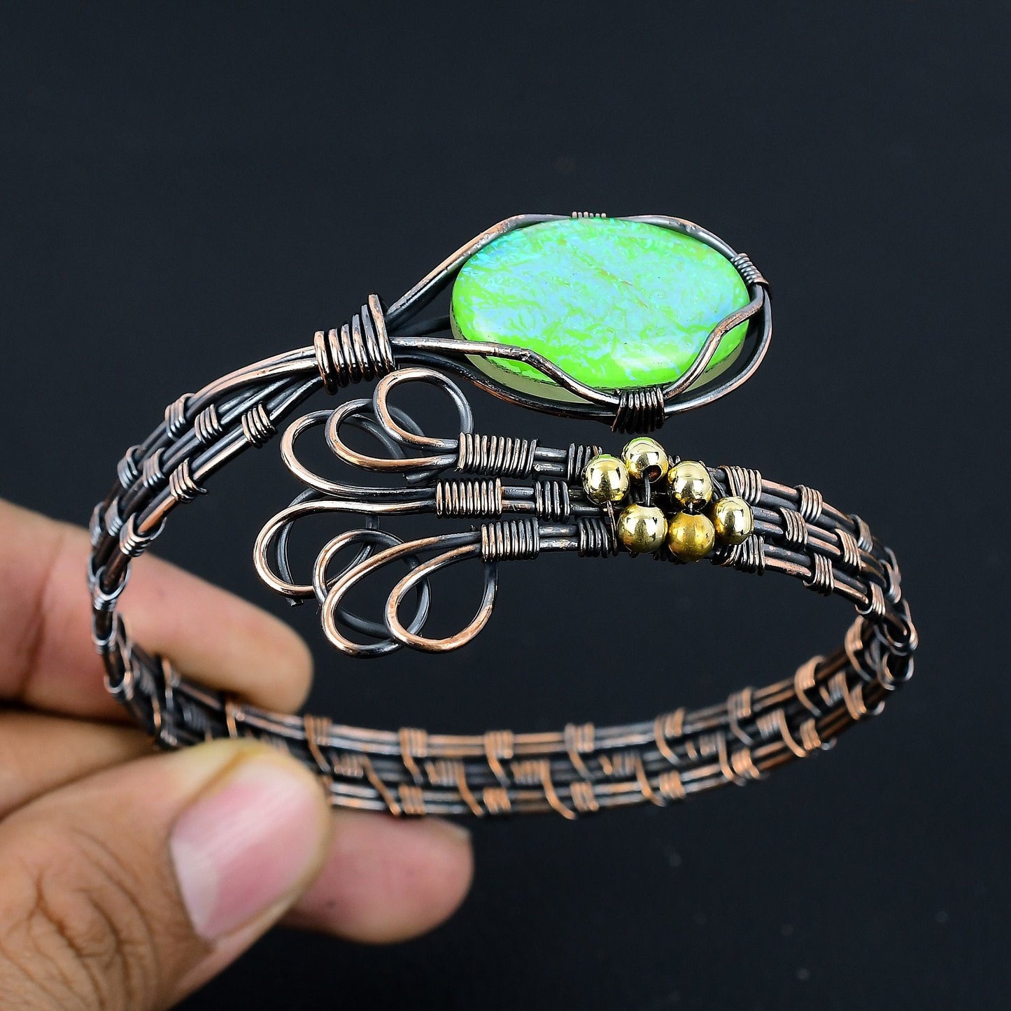 Blue Opal Gemstone Cuff Bracelet