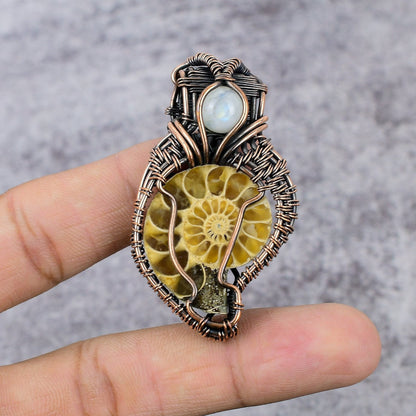 Copper Brown Ammonite Fossil Gemstone Pendant