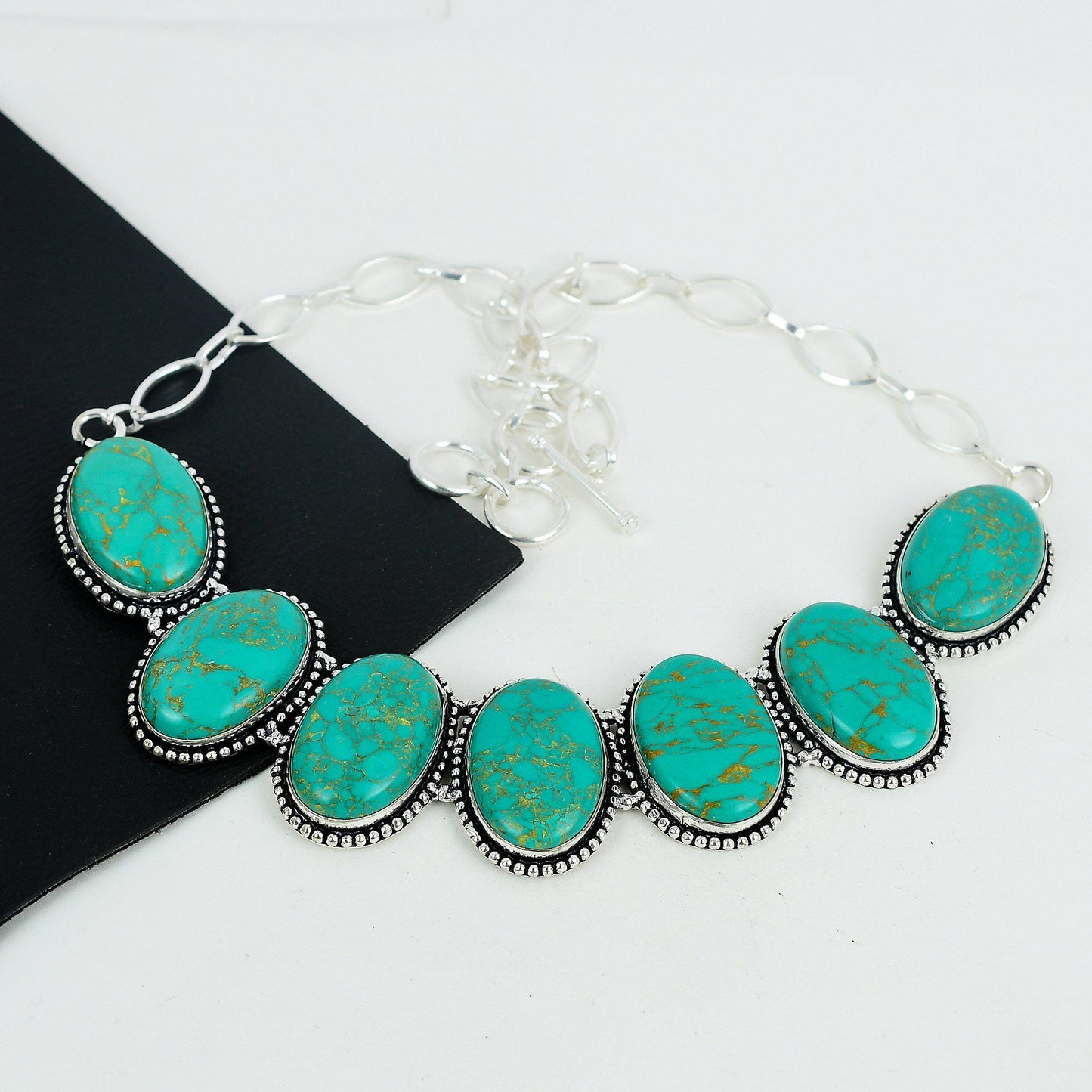 Blue Turquoise Silver Necklace