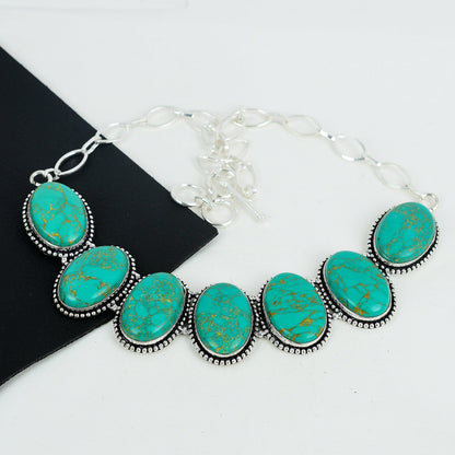 Blue Turquoise Silver Necklace