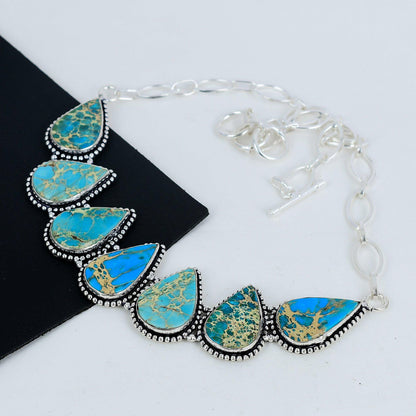 Silver Sea Sediment Gemstone Necklace