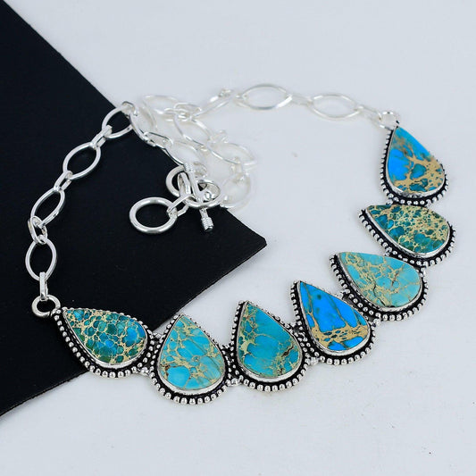 Silver Sea Sediment Gemstone Necklace