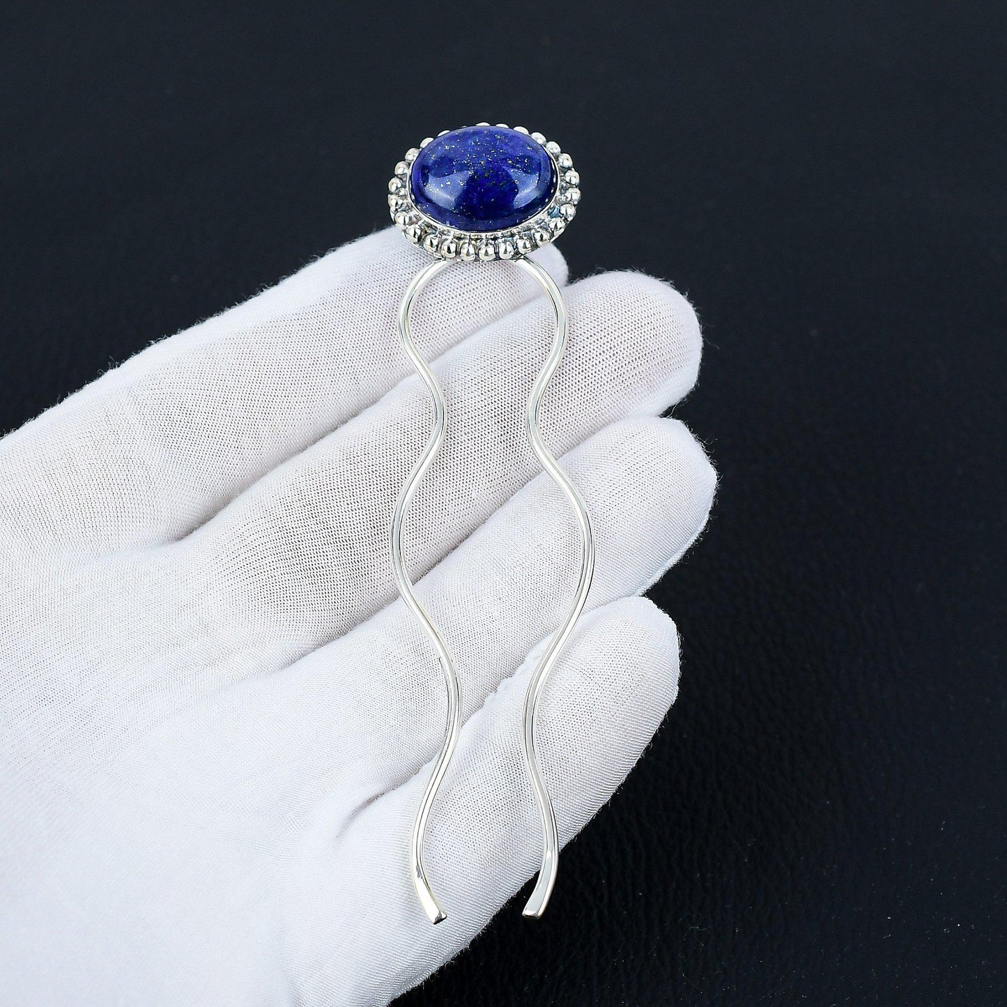 Blue Lapis Lazuli Gemstone Hair Pin