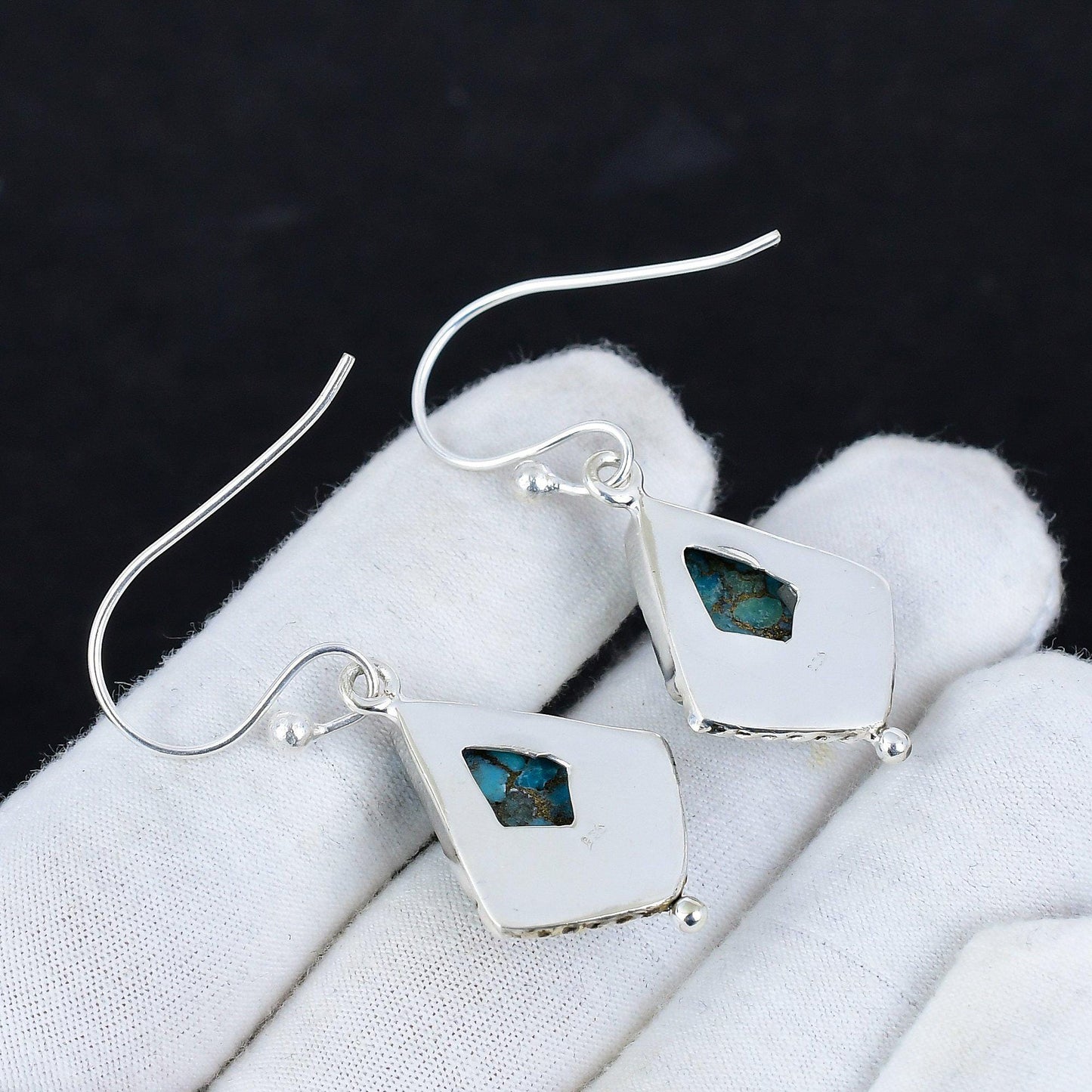 Blue Copper Turquoise Gemstone Earrings