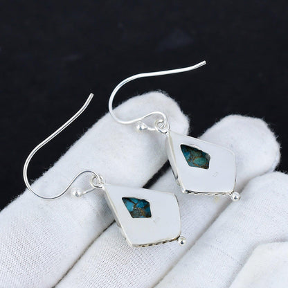 Blue Copper Turquoise Gemstone Earrings