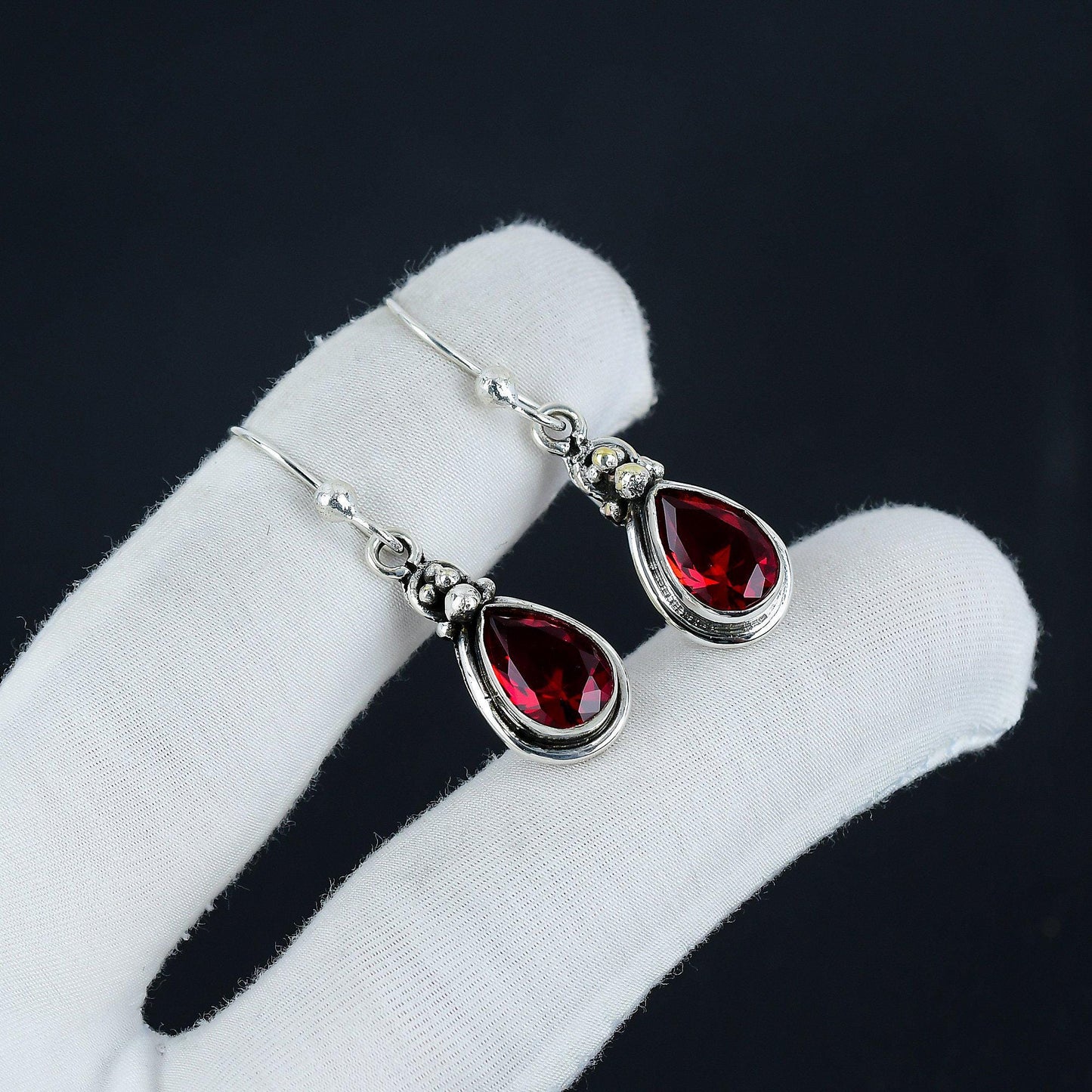 Red Garnet Gemstone Earrings