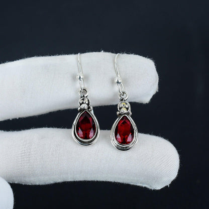 Red Garnet Gemstone Earrings