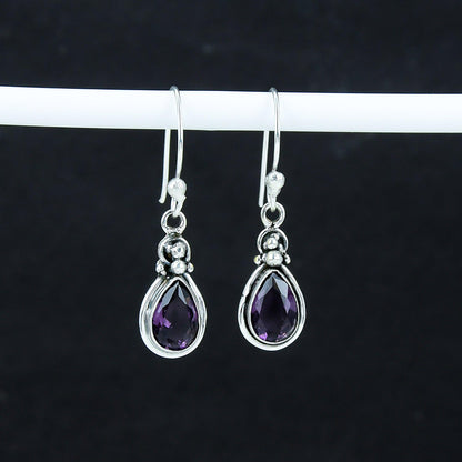 Purple Amethyst Gemstone Drop Earrings