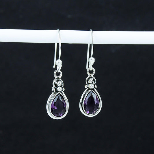 Purple Amethyst Gemstone Drop Earrings