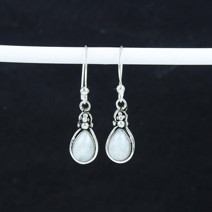 Rainbow Moonstone Gemstone Silver Earrings